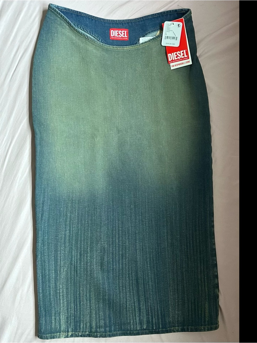 DIESEL | Ombré Washed Denim Pencil Skirt (24) NWT - Picture 6 of 9